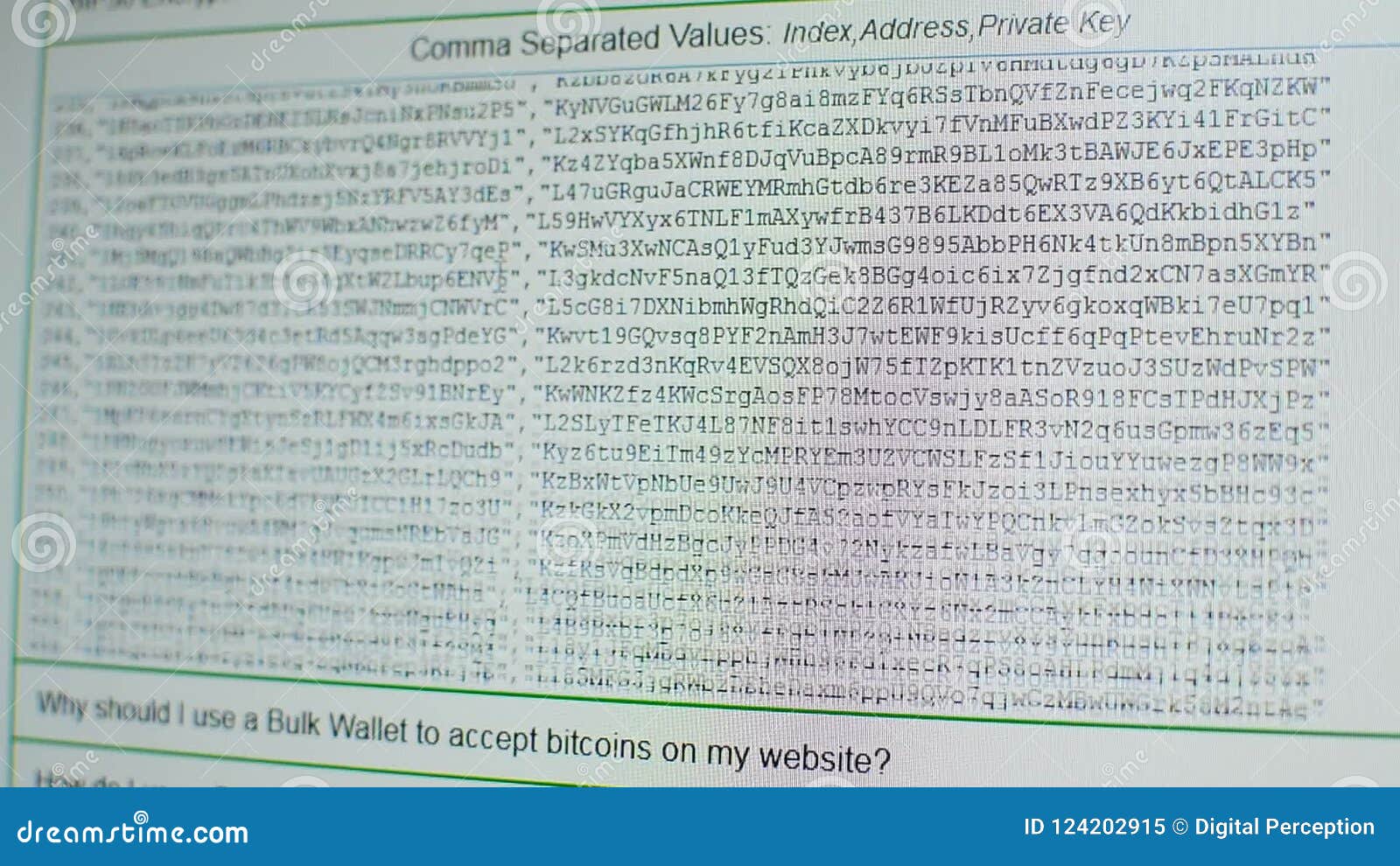 Scrolling Through Tousands Of Generated Bitcoin Adresses Private And Public Keys - 